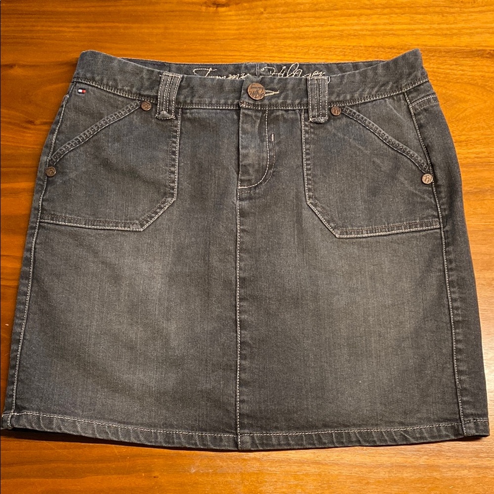 Tommy Hilfiger black/Gray Denim Skirt Y2k